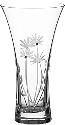 DIAMANTE Swarovski Trumpet Shaped Crystal Glass Vase Bloom - Hand Cut Flower Decoration with sparkling Crystals - 21cm tall in gift box
