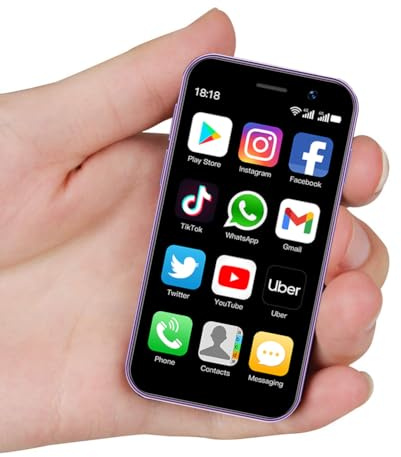 Cutwif Mini smartphone 4G sbloccato, 3,0 pollici Dual Sim Quad Core mini telefono telefono premium piccolo smartphone studente tasca cellulare, 2+16 GB (viola)