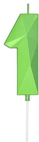 DERVENTA Large Green 3D Number 1 Birthday Candle 3.7in Cake Topper 1 Piece | Perfect for Birthday Kids Party Anniversary Wedding Baby Shower Graduation Cake Decor Single Pack Party Cake Topper