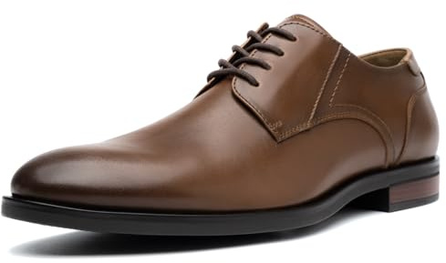 Mens Formal Oxford Dress Shoes, Lace Up Business Derby Shoes with Comfortable Lining Brown