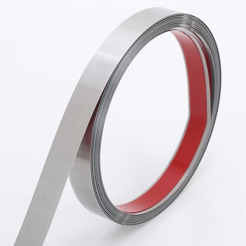 Coengwui Selbstklebende Metallleiste Aus Edelstahl – Einfach Abziehen & Ankleben Für Wand, Kamin, Spiegelkante Und Basteldekoration (Gebürstetes Silber, 6m x 1,5cm)