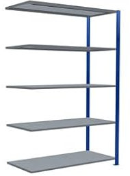 qpool24 Anbauregal, Fachbodenregal Stecksystem MULTIplus250, 2000 x 1300 x 600 mm (HxBxT), 5 Fachböden, Kreuzstrebe, RAL 5010 enzianblau/verzinkt