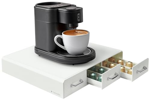 Navaris Dispensador para Capsulas de Café - Soporte Moderno con 3 Cajones - Organizador para 48 Cápsulas - Compatible con Nespresso, Dolce Gusto, Vertuo