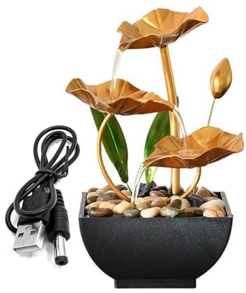 Rwoora Fuente de bola de mesa, cascadas, fuente de agua de piedra irregular para interiores, para relajación, decoración del hogar/oficina, resina de agua de mediación