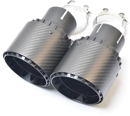 Endrohr Universal Auto Modifikation Schalldämpfer Spitze Schwarz Auspuffrohr Schwanz Throat Aluminium Legierung Mit Matt Carbon Faser 1 Stück Auspuffblende(Size:51-101mm)