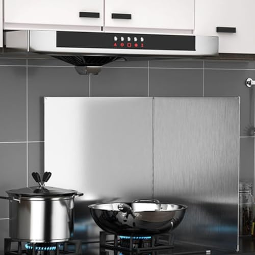 29 * 40 Adjustable Stainless Steel Kitchen Splashback, Hob Splashback For Cookers, Satin Stainless Steel Splashback/Backsplash, Stainless Steel Splashback for Kitchen(29 * 40 4slices)