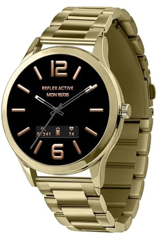 Reflex Active Series 31 Amoled Smart Calling Watch för kvinnor och män med Bluetooth, 3,5 cm, fitnessmätare, blodsyre, pulsmätning och rostfritt stålarmband kompatibelt med Android IOS