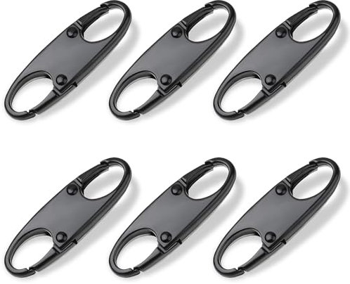 6 Stück Metall Reissverschluss Zipper,Mabor Diebstahlschutz Rucksack Zipper Schwarz Reissverschluss Zieher Reißverschluss Clip Gepäck Reißverschluss Verschluss Clip für Rucksack Gepäck Geldbörse