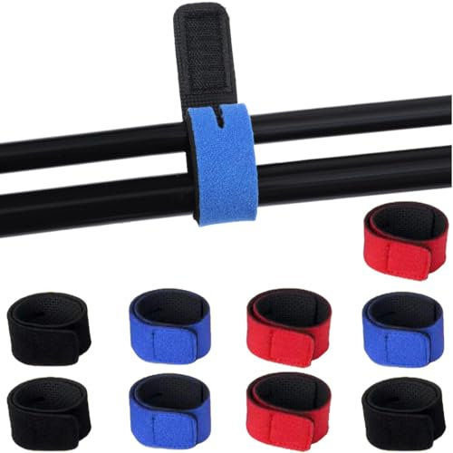 NJCXOLA 9 StüCk Angelruten Gurte 3 Farben Rutenhalter Angel Angelzubehör Einstellbar KlettbäNder Mit Kletterverschluss RutenbäNder FüR BüNdeln Angelruten BadmintonschläGer GolfschläGer