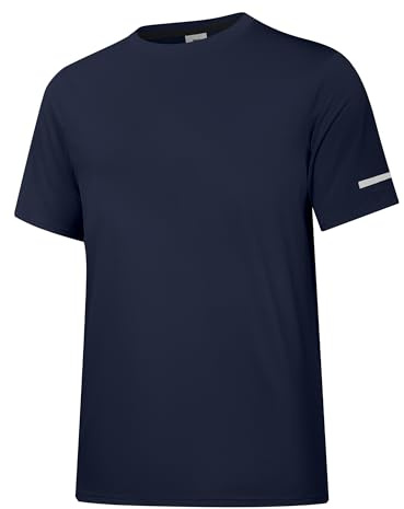 Holure Herren Rash Guard UPF 50+ Sonnenschutzkleidung Kurzarm-T-Shirts für Männer Leichte, schnell trocknende SPF UV Swim Surfing Tees Marine 10-L