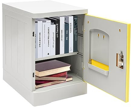 Abschließbarer Lagerschrank, Aktenschrank-Spind 19 Zoll mit Schlüsseln, abschließbarer Werkzeugschrank mit Türen und Regalen, Spind, Sport oder Fitnessstudio, Home-Office, Garage, Akten (gelb)