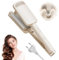 Rizador Pelo Ondas de 2 Barriles, 32mm Rizadoras de Pelo con 4 Temperaturas Ajustables Rizos Grandes Rizador de Rollos de Huevo Rizador Peli Ondulador de Pell Ondulador de Peli de Cerámica (Beige)