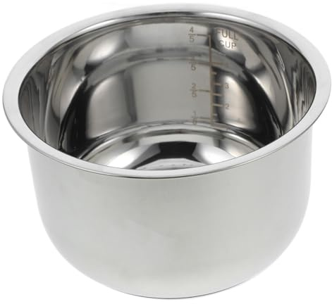 Operitacx Rice Cooker Inner Pot Replacement, 2L Stainless Steel Cooking Bowl Liner, 4 Cup Replacement Inner Pot for Compatible Electric Rice Cookers, 17.7 x 10.8cm Kitchen Accessory