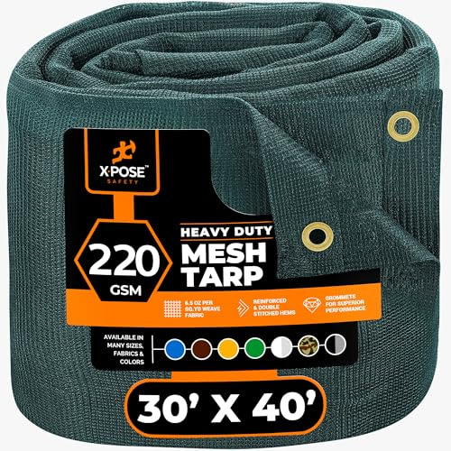 Xpose Safety Strapazierfähige Netzplane, 76,2 x 102,6 cm, Mehrzweck-Schattenstoff mit Ösen für Spanngurte, Garten, Zäune, Vordächer, Muldenkipper, wetter- und reißfeste Outdoor-Abdeckung, 76,2 x 101,6