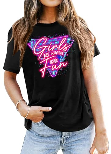 T-Shirt des années 80 Style Shirt 1980 Vintage Eighties Tee rétro pour Femme des années 80 (Noir3,XL)
