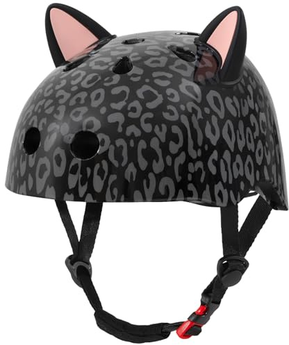 MHJY Casco Bambini Ragazze 8-14 Anni, Casco Bici Regolabile Ultra Leggero con Orecchie di Gatto Rimovibili da Skateboard Monopattino Pattinaggio Sicura e Traspirante