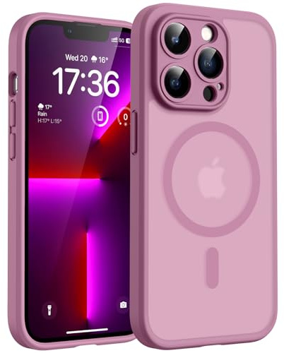 TOCOL für iPhone 13 Pro Max Hülle, Kompatibel mit MagSafe Matt Flieder Lila | Eingebauter Magnetring, Vollständiger Kameraschutz, Militärschutz Stoßfest Kratzfest Haltbarkeit, Durchscheinend Rückseite