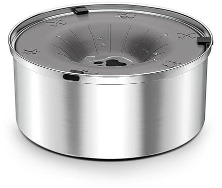 TONGKTAI Non Spill Dog Water Bowl, Slow Feeding Dog Bowls, Splash-Free, Anti-Choking, 3L Stainless Steel Pet Dishes for Large Dogs