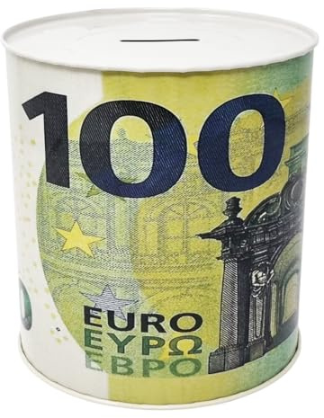 Spardose Design Banknote 100 Euro aus Metall Blech nicht aufklappbar 15 x 14 cm