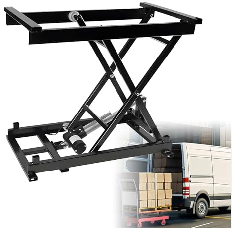 DNEPEI Piattaforma elevatrice Regolabile in Altezza, Piattaforma elevatrice elettrica, Materiale in Acciaio, con Telecomando, Tavolo elevatore per movimentazione e Trasporto di Materiali, ECC