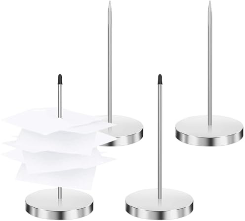 4 Pcs Pinchos para Notas, Acero Inoxidable Pincho Portarrecibos Escritorio