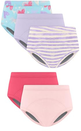 Hanes Unisex Baby Heavy Absorbency Briefs Underwear, 5 Pairs, Cotton Toddler Potty Training Briefs, Print