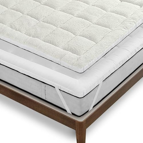 IlGruppone Topper per Materasso 4 Stagioni Double Face Correttore Materassi Certificato Oekotex 2 Lati Fresco Calda Sherpa Letto Comodo - Matrimoniale