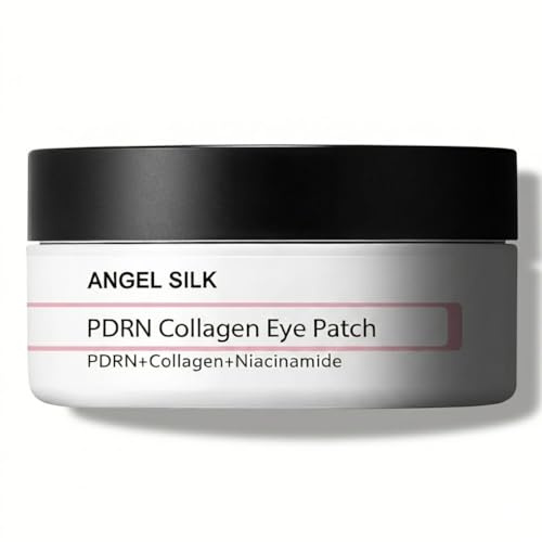 Angel Silk Pink Peptide PDRN & Collagen Eye Patches – 60pcs Niacinamide-Infused Eye Masks for Hydrating, Under Eye Gel Patches for Puffy Eyes, Dark Circles, Wrinkles, Fine Lines, Eye Bags Removal