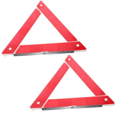 TOYZFRIENDY 2 Piezas Triángulos Reflectantes Plegables Señales de Advertencia para Coche con Base Estable Kit Seguridad Emergencia para Vehículos Portátiles