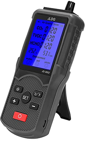Gas Detector, Multifunctional Air Quality Tester CO2 TVOC Meter Temperature Humidity Measuring Device