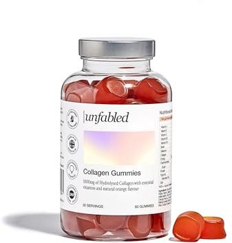 Unfabled Collagen Gummies for Women, 60 Gummies, 1000mg Hydrolysed Bovine Collagen with Biotin, Selenium & Vitamins A, B6, B12, C & E, Biotin Supports Normal Hair & Skin