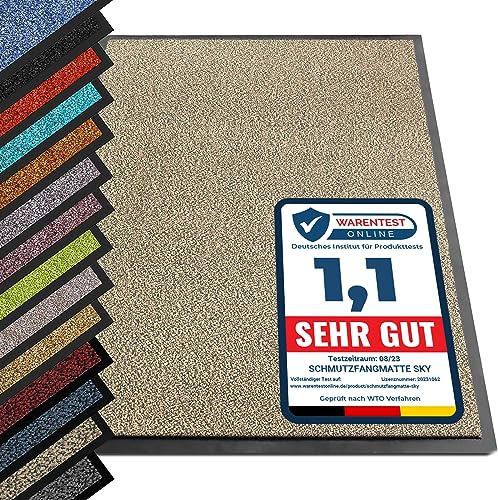 etm® Schmutzfangmatte - Note 1,6: Sieger Preis-Leistung - Fußmatte in vielen Größen - Türmatte Fußabstreifer für Haustür innen und außen (Ocker-Schwarz, 120x180 cm)