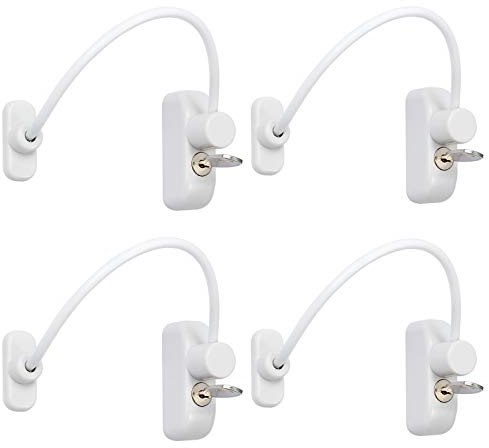Neoteck Cavo Limitatore di Apertura Porta e Finestra 4PZ Serratura di Restrizione del Cavo della Porta della Finestra Sicurezza del Bambino per le Applicazioni Domestiche Pubbliche Bianco