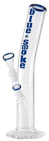 Weedness Glas Bong 18,8 mm Schliff Ø 55mm - 40 cm hoch Blau - Schräge Komplett Set Groß