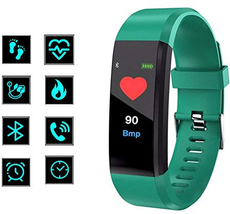 RGFITNESS Pulsera de Actividad Inteligente Reloj Deportivo IP67 para Hombre Mujer con GPS Monitor de Sueño Podómetro Contador Notificación Whatsapps Llamadas,Green