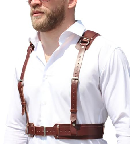 GMBYLBY Harajuku Punk Körperkette Verstellbarer Gürtel Für Nachtclub Harness Brustkette Punk Gothic Männlicher Brustgurt Leder Körper Brustgurt Männer