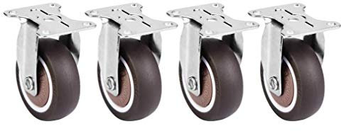 Samfox Roulette De Roue 4Pcs Roulette En Caoutchouc Fixe Roue Fixe pour Chaise Mute Rouleaux Industriels De Haute Qualité Avec Vis Et Perceuses Pour Meubles, Meubles De Palettes Ou Rôles De Transport