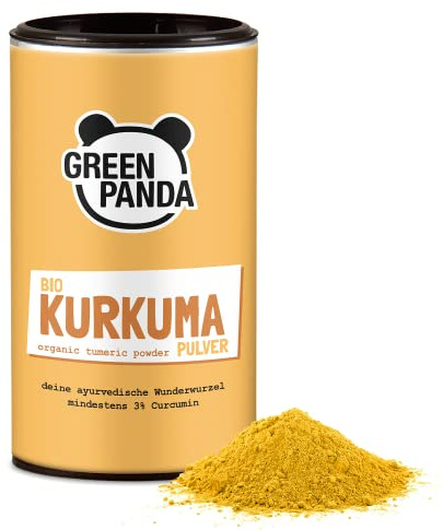Green Panda© curcuma en polvo organica, probada y certificada en laboratorio, curcuma organica molida extra fine, perfecta para la leche dorada, 170g