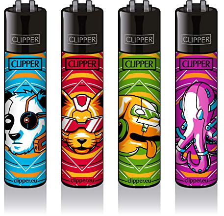 Clipper® Feuerzeuge - Cyber Animals - 4er Set