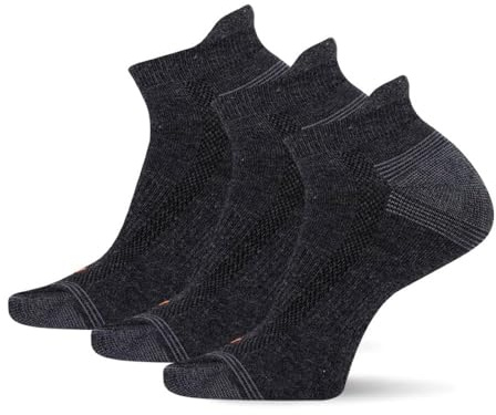 Merrell mens Repreve Cushioned Hiker Low Cut Tab 3 Pair Sock, Black Heather, S M Men s Shoe Size 5-8.5 US