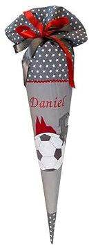 Glückspilz I Schultüte mit Namen personalisiert I 1. FC Köln Hennes Effzeeh I Zuckertüte aus Stoff I Grau (Schultüte + Kissen)