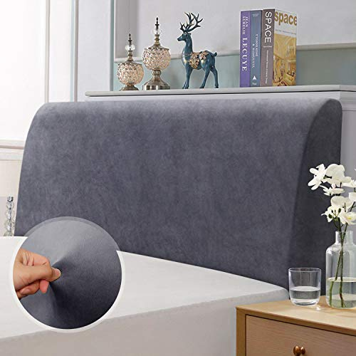 TAOCOCO Copri Testata Letto Matrimoniale, Copri Testiera Letto Imbottita, Copertura Testiera Letto Elastico, Morbido Tessuto Velour Stretch, Lavabile, Design All-In-One(Grigio, 180-200cm)
