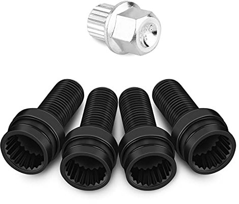 Lock Lug Nut Set, 4+1 M14*1.5MM Black Steel Wheel Bolt & Lock Lug Nut Kit with Key Locking Wheel Nut