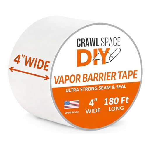 Vapor Barrier Tape, 12 Mil Easy-to-Use Polyethylene Moisture Vapor Barrier Seam Tape for Crawl Space, Repairs, Underlayment, Waterproof, 4 x 180'