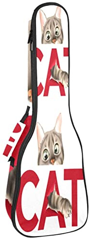 Ukulele väska stygg katt ukulele fodral för Sopran Tenor konsert 23 tum 10 mm tjock mjuk vadderad justerbara remmar spelväska