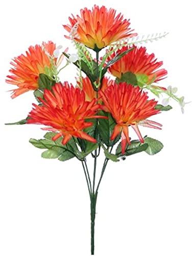 Widdle Gifts Artificial Silk Chrysanthemum Flowers for Wedding Valentines Memorial Graveside - Orange