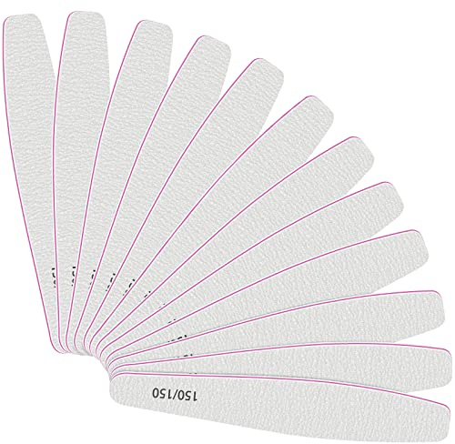 CGBE Professional Nail Files, 12Pcs 150/150 Grit Files Set Double-Sided Grit Emery Board Manicure Tools for Home and Salon Use