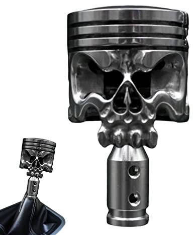 LINGJIONG Motorrad-Schaltknauf, Edelstahl, Totenkopf-Form, Schalthebelgriff, passend für die meisten automatischen manuellen Fahrzeuge