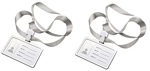 KVSERT 2 x Ausweishalter horizontalen Aluminiumlegierung mit Schlüsselband für Damen und Herren, Visitenkartenhalter