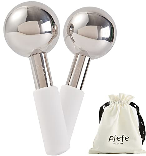pfefe Ice Globes for Face & Eyes, Unbreakable Stainless Steel Cryo Sticks for Beauty Routines, Facials Cold Roller Cooling Globes for Puffiness, Wrinkles, Dark Circles, Headaches